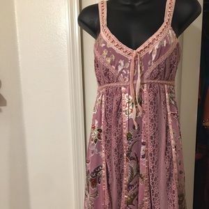 Mauve pink lavender lace velvet short dress